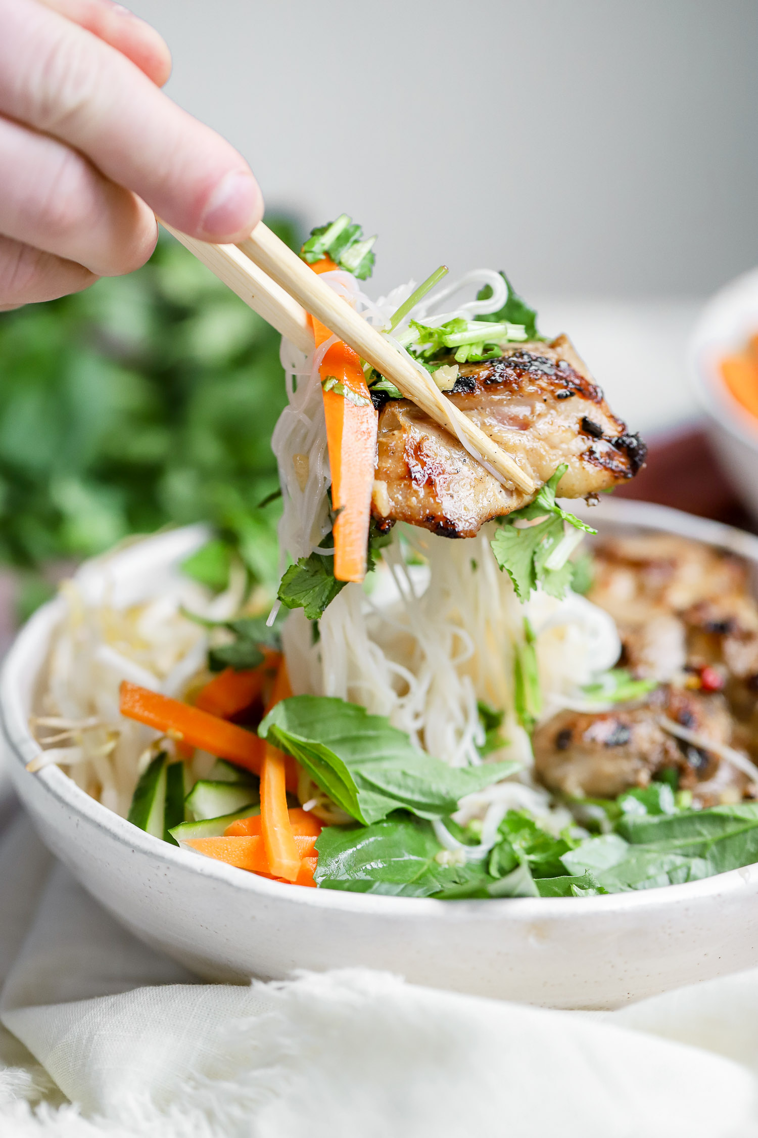 Vietnamese Lemongrass Chicken Noodle Bowls - Sprinkles & Sea Salt